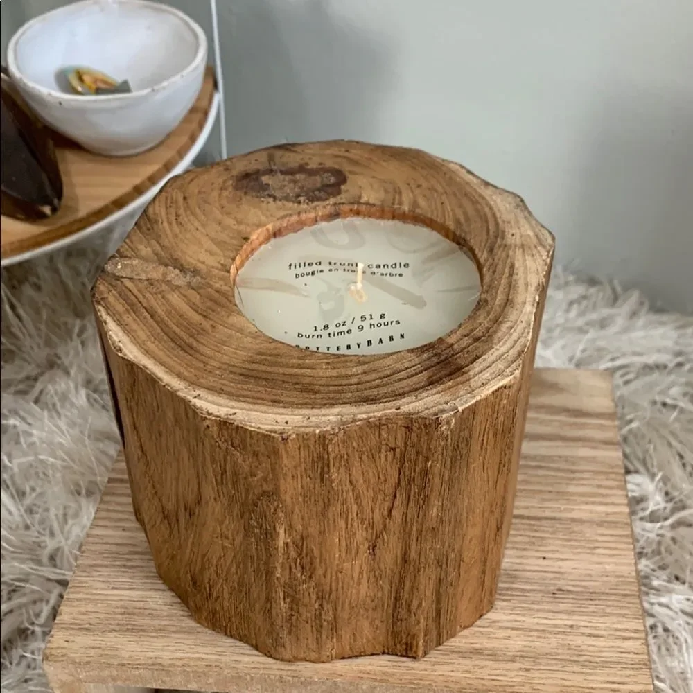 Pottery Barn Wooden Small‎ Filled Trunk Candle For Rustic Farm Cabin Decor
